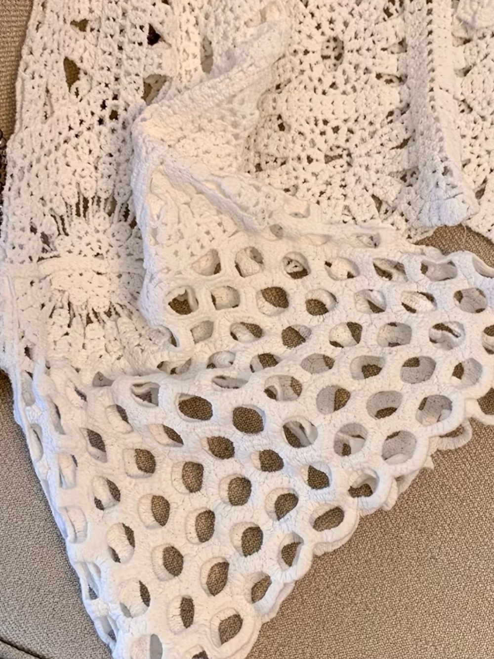 White Crochet V-Neck Bell Sleeve Sweater - Picture 5 of 5